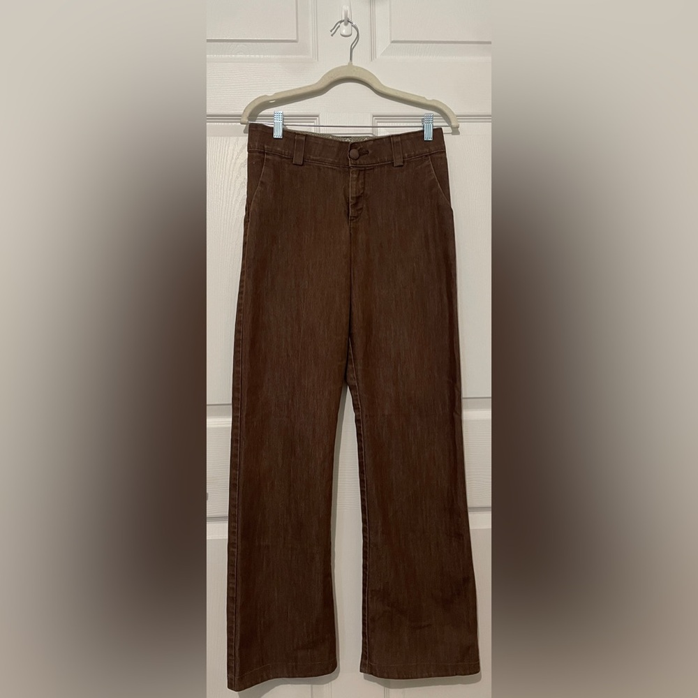 Y2K VINTAGE Lee Platinum Label No-Gap Waistband Brown Wide Leg Jeans